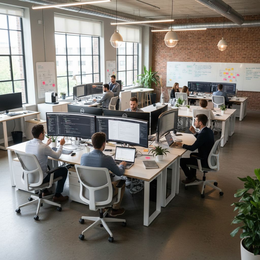 Equipo desarrollando software